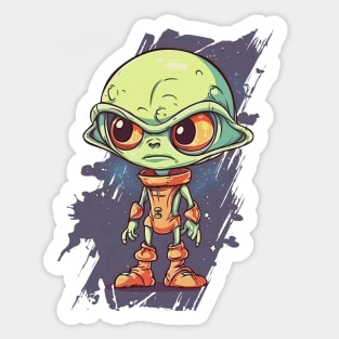 Alien cartoon, extra terrestrial funny conqueror Sticker